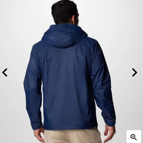 Columbia Blue Rain Jacket with Hood and Water-Resistant Material Size Small